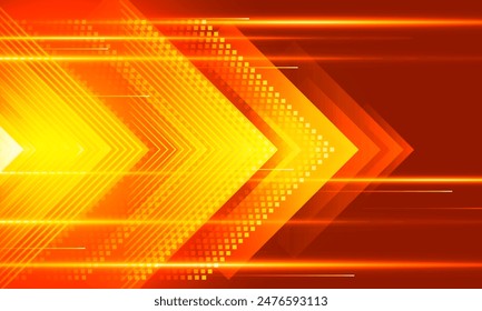 High Orange Speed concept Arrow up Light out technology background Hitech communication concept innovation background, vector design