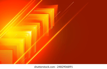 High Orange Speed concept Arrow up Light out technology background Hitech communication concept innovation background, vector design