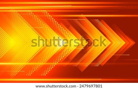 High Orange Speed concept Arrow up Light out technology background Hitech communication concept innovation background, vector design