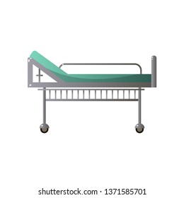 High orthopedic hospital steel bed with green mattress