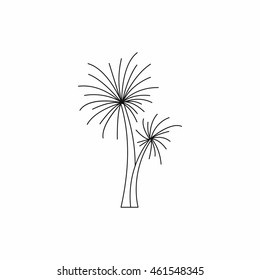 High palm icon in outline style isolated on white background. Trees symbol