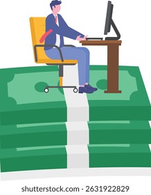 High paying jobs or high salary career, excellent income and wages, make money online with computer and internet concept.

