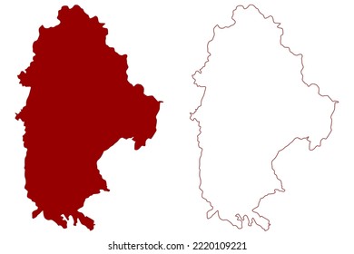 High Peak Non-metropolitan district and Borough (United Kingdom of Great Britain and Northern Ireland, ceremonial county Derbyshire, England) map vector illustration, scribble sketch map