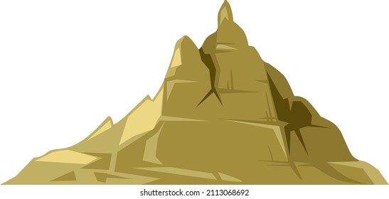 High peak. Yellow stone mountain. Alpine symbol