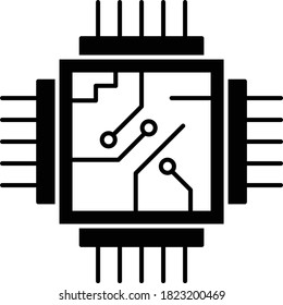High Performance AI Server Processor Sign Vector, Computer nano chip Icon Design, Network Equipment and Web Hosting Symbol on White background