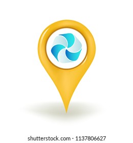 High Performance Blockchain Cryptocurrency Coin Map Pin Isolated