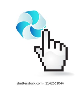 High Performance Blockchain Cryptocurrency Coin Sign Hand Cursor Click Isolated