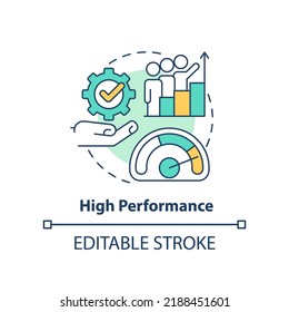 High performance concept icon. Organizational culture abstract idea thin line illustration. Supporting growth, development. Isolated outline drawing. Editable stroke. Arial, Myriad Pro-Bold fonts used