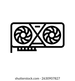 placa gráfica de alto desempenho para jogos ícone da linha do pc vetor. placa gráfica de alto desempenho para jogos sinal do pc. símbolo de contorno isolado ilustração preta