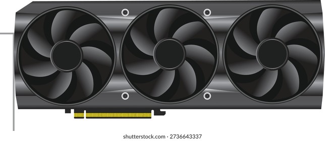 High performance graphics card vector illustration emphasizing modern design, balanced structure, and efficient cooling system for PC hardware, gaming, and digital performance themes.