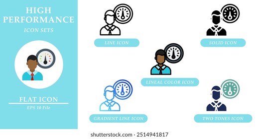 High performance icons sets. Soft skills concept. Various style icons on isolated background for web design, symbol, sign, user interface, and mobile application. EPS 10. 
