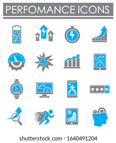 High performance related icons set on background for graphic and web design. Creative illustration concept symbol for web or mobile app.