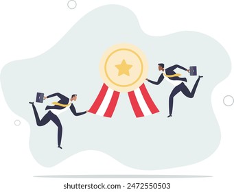 high performance staffs concept, business people celebrate high quality badge achievement.