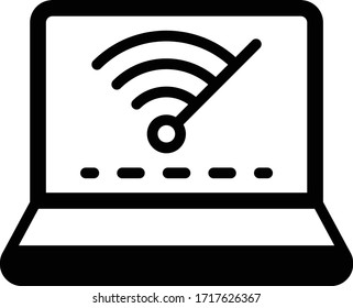 High Performance work machine concept, Extra fast laptop with Internet on white background, Work from Home Equipment Vector Glyph Icon design