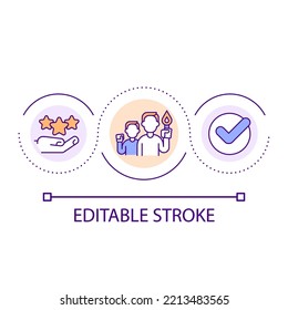 High performing leader loop concept icon. Successful corporate manager abstract idea thin line illustration. Executive management. Isolated outline drawing. Editable stroke. Arial font used