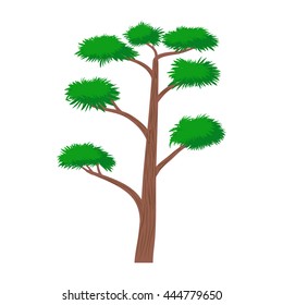 High pine tree icon in cartoon style on a white background