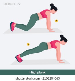 High plank exercise, Woman workout fitness, aerobic and exercises.