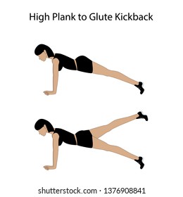 High plank to glute kickback exercise