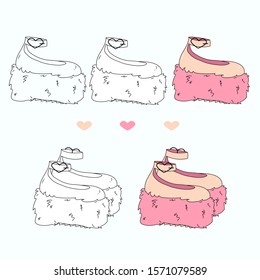 high platform shoes with strap and pink fur