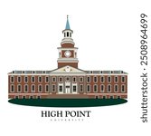 High Point University academic block illustration vector file for print on cloths. high school and college of high point university. american aesthetic teenager university and workspace