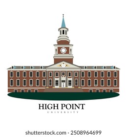 High Point University acadêmico bloco ilustração arquivo vetor para impressão em panos. ensino médio e faculdade da universidade de alto ponto. American universidade adolescente estética e espaço de trabalho