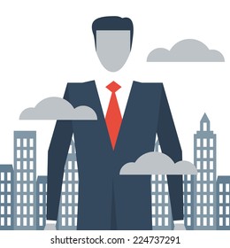 High position manager, company ceo, leadership concept, city mayor, top management, personal growth, professional improvement, business training, ambitious person, vector flat illustration
