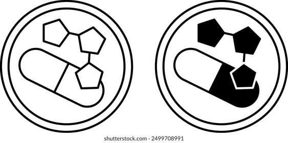 Iconos de minerales de alta potencia. Iconos de vector blanco y negro. Etiqueta para el envasado de medicamentos y Productos alimentarios
