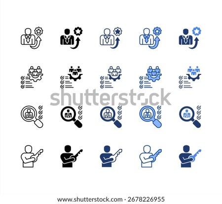 High potential, Competency, Workforce, Positions, multiple style icon set.