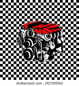 Vector de iconos del motor de coche de alta potencia.