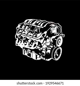 Vector de iconos del motor de coche de alta potencia.