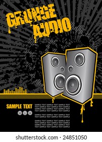high powered speakers on black grunge background