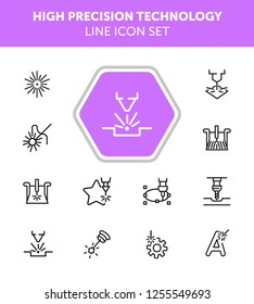 High precision technology. Set of line icons on white background. Modern lifestyle concept. Vector illustration can be used for industry, typing, advertisement