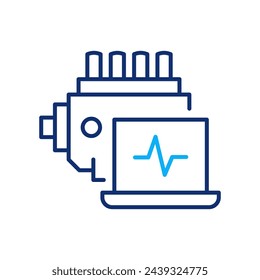 Symbol für die Diagnose der Kraftstoffpumpe bei hohem Druck. Vektorgrafik. Bearbeitbarer Strich.