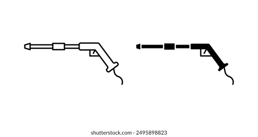 high pressure gun vector icon set in black color.