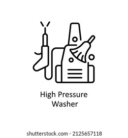 Hochdruck-Washer-Vektorgrafik-Outline-Symbol für Web einzeln auf weißem Hintergrund EPS10-Datei