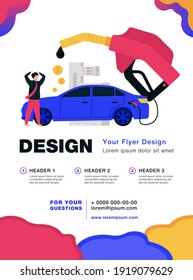 High price for car fuel concept. People wasting money for gasoline, changing car for scooter, saving cash. Flat vector illustration for economy, refueling, city transport concept