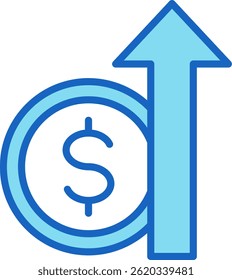 High Price Icon Blue Vector Illustration