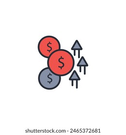 Icono de Precio alto. Vector.Trazo editable.Signo de estilo lineal para usar Diseño web,logotipo.Ilustración de símbolo.