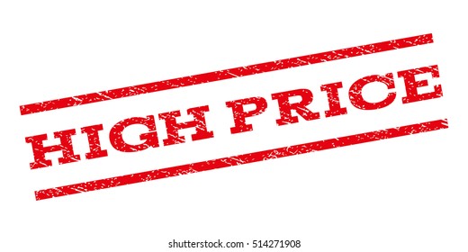 High Price watermark stamp. Text tag between parallel lines with grunge design style. Rubber seal stamp with unclean texture. Vector red color ink imprint on a white background.