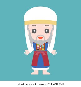 High Priest Of Jewish In Cute Character, Flat Design Cartoon