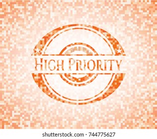 High Priority abstract orange mosaic emblem