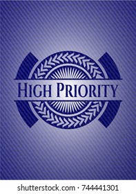 High Priority badge with denim background