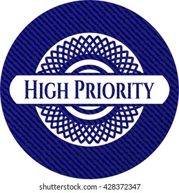 High Priority badge with denim texture