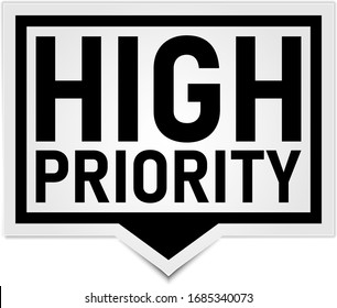 high priority black 3d square isolated speech bubble
