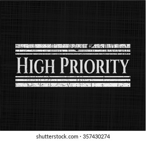 High Priority chalkboard emblem on black board