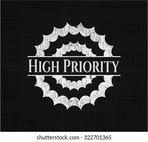 High Priority chalkboard emblem written on a blackboard