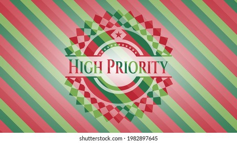 High Priority christmas emblem. Vector Illustration. Detailed. 