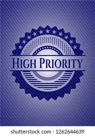 High Priority emblem with jean texture
