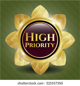 High Priority gold emblem or badge