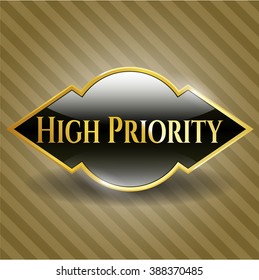 Emblema brillante dorado de alta prioridad